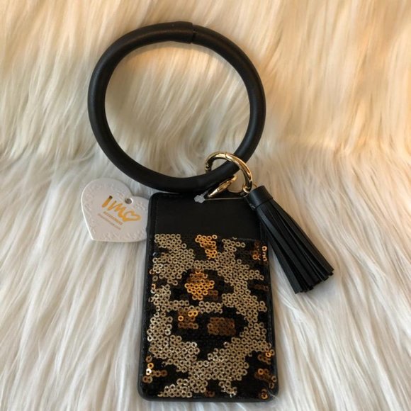 Imoshion Sequin Leopard Wristlet Card Case - Picture 1 of 5